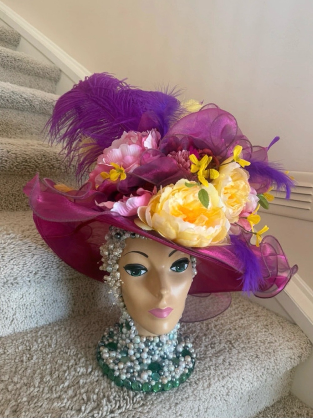 Elegant Purple Floral Derby Hat Theron
